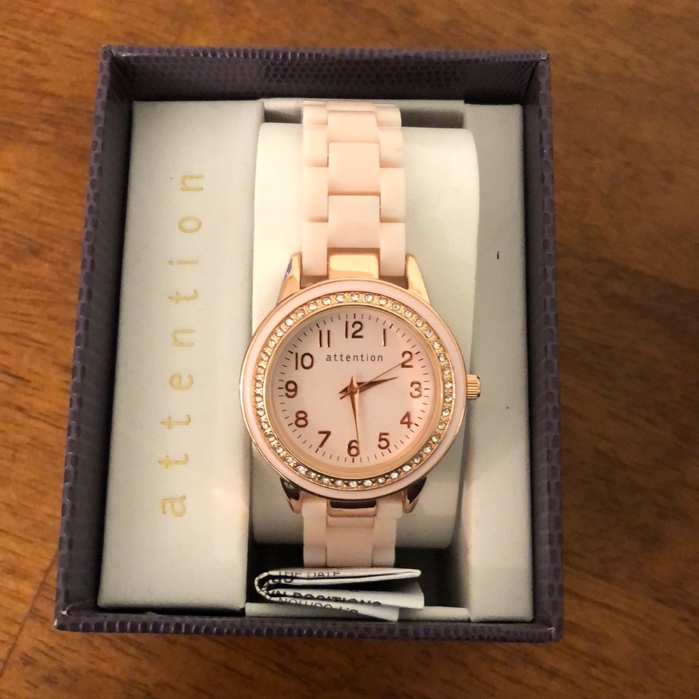 Blush Pink Attention Gem Studded Watch